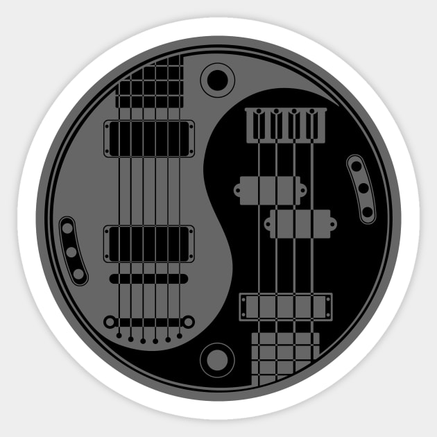 Grey and Black Guitar Bass Yin Yang Sticker by jeffbartels